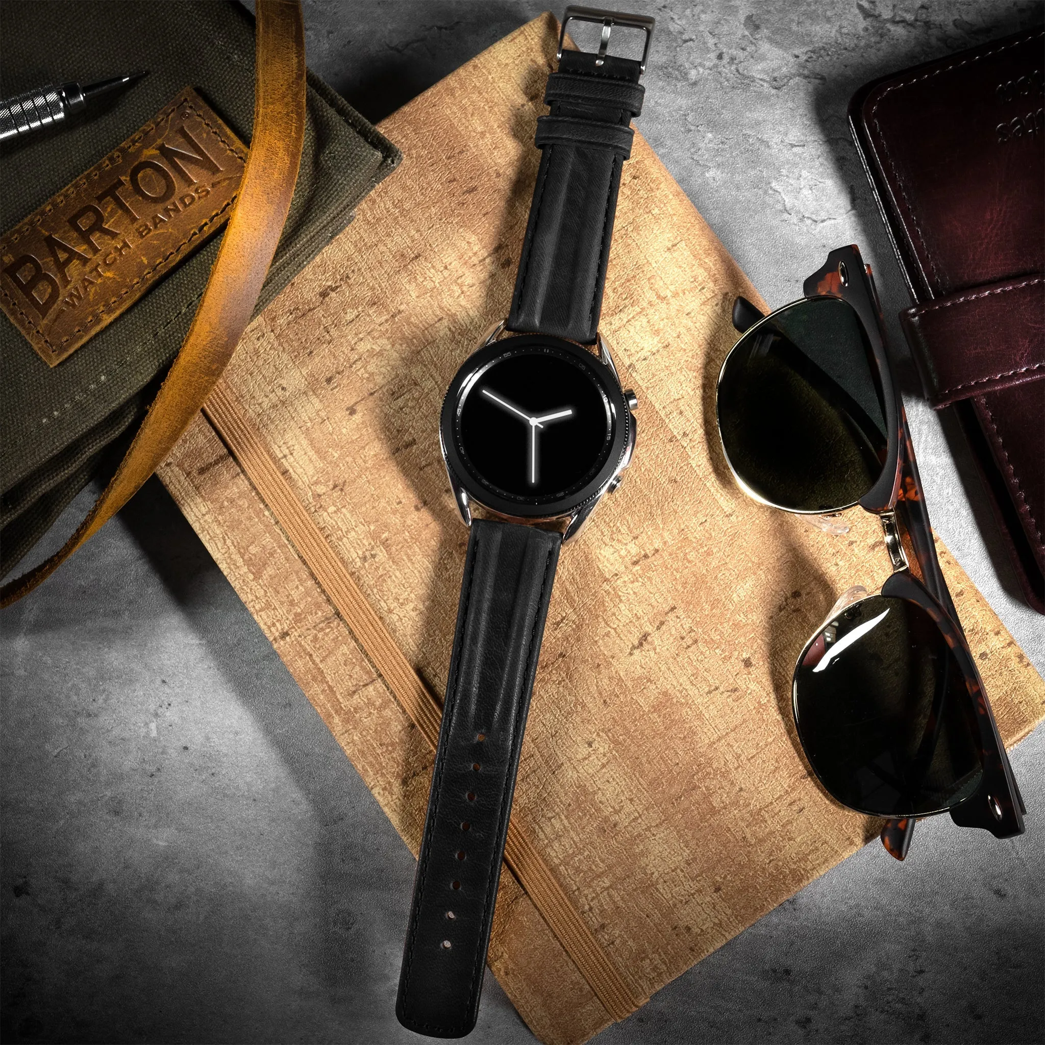 Samsung Galaxy Watch5 Classic Horween Leather Black Watch Band