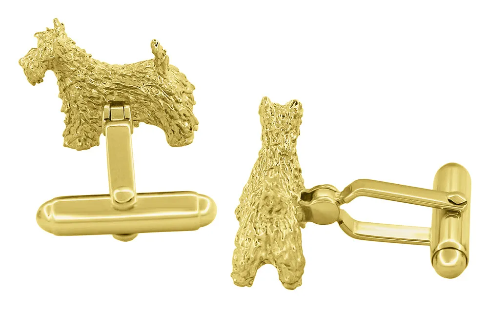 Scottish Terrier Cufflinks in Sterling Silver with Yellow Gold Vermeil (Scottie Dog)