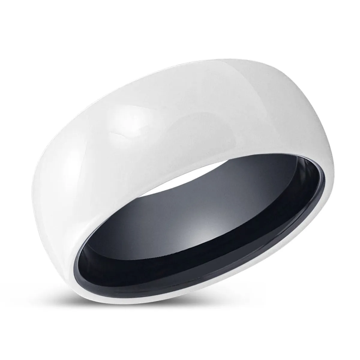 SHEEN | Black Ring, White Ceramic Ring, Domed