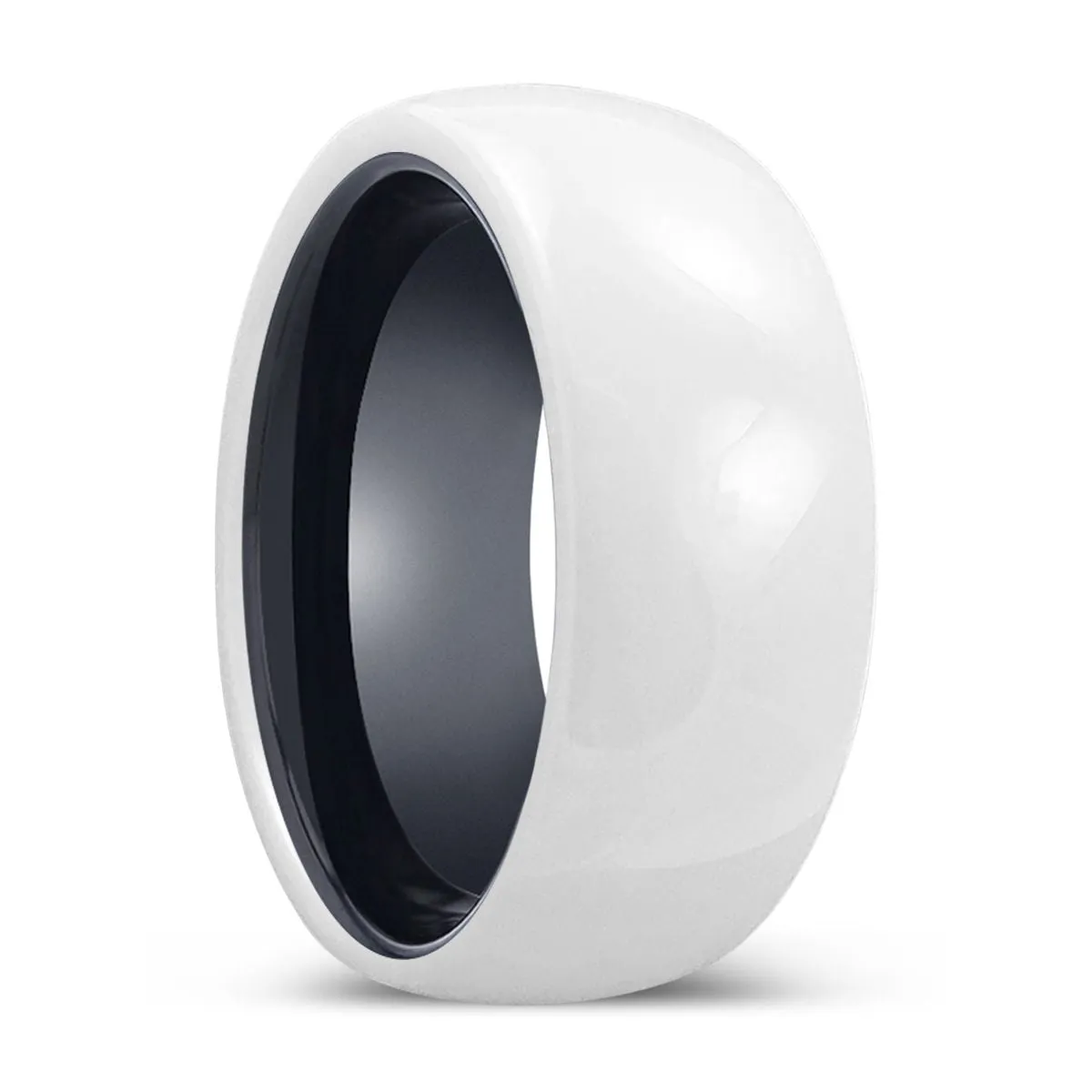 SHEEN | Black Ring, White Ceramic Ring, Domed