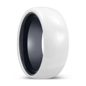 SHEEN | Black Ring, White Ceramic Ring, Domed