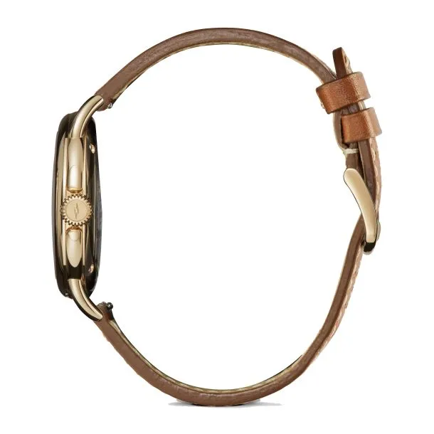 Shinola The Roundabout 38mm PVD Gold & Leather