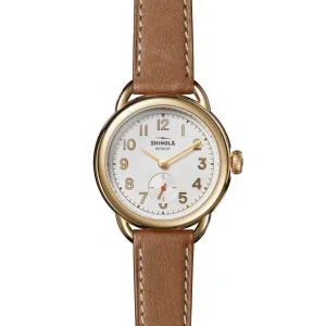 Shinola The Roundabout 38mm PVD Gold & Leather