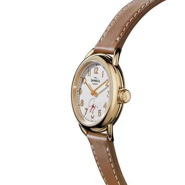 Shinola The Roundabout 38mm PVD Gold & Leather
