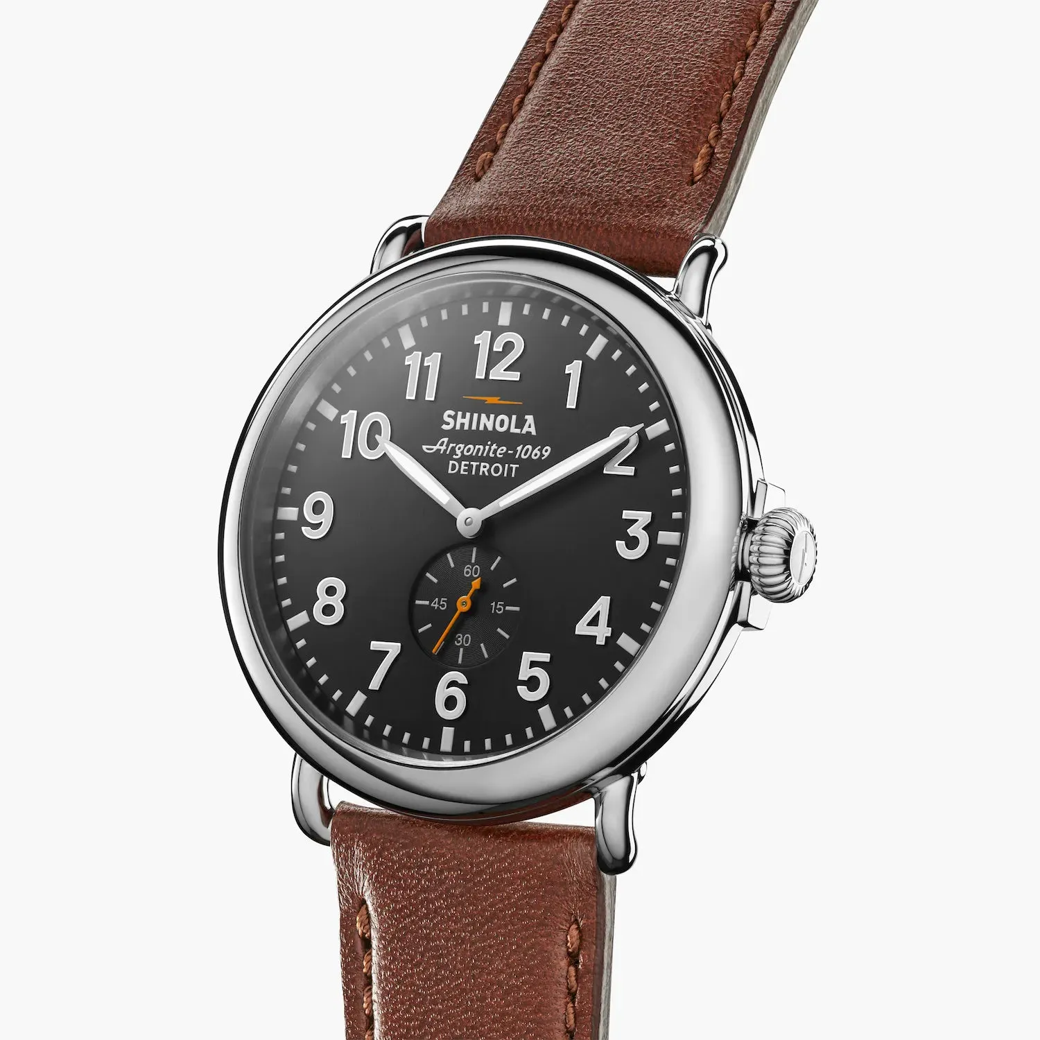 Shinola, The Runwell 47mm Grey Dial Cognac Leather