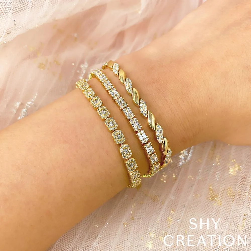 Shy Creation Diamond Baguette Bracelet
