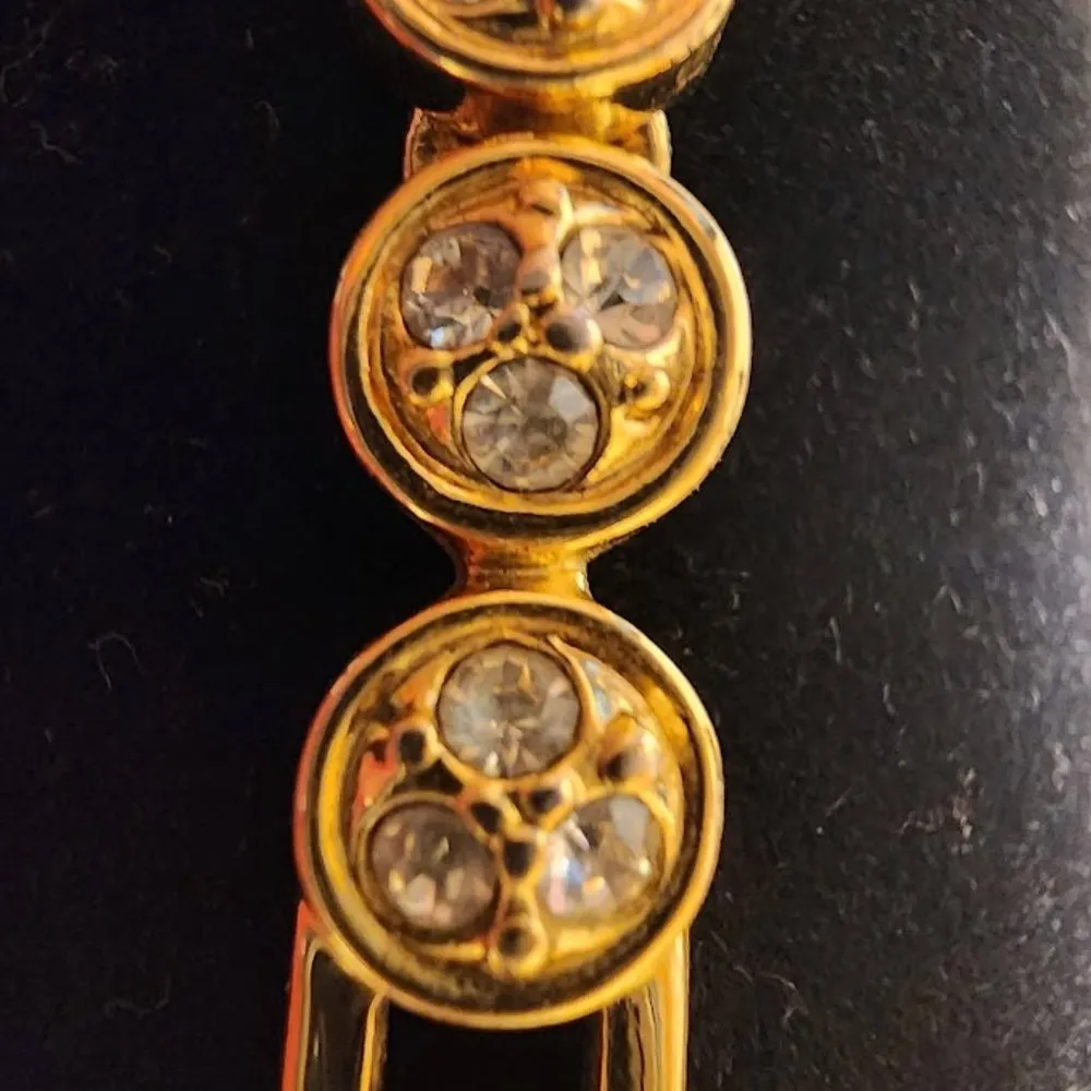 Signed Joan Rivers Runway Gold Tone Crystal Rhinestone Round Link Bracelet 8