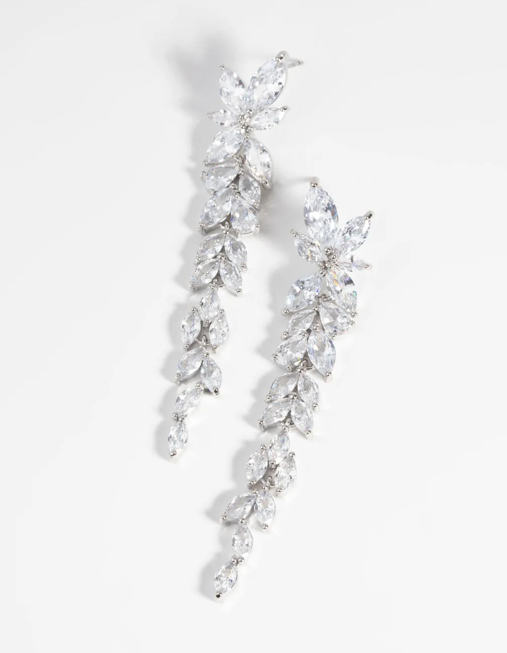 Silver Diamond Simulant Drop Earrings