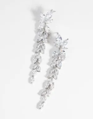 Silver Diamond Simulant Drop Earrings