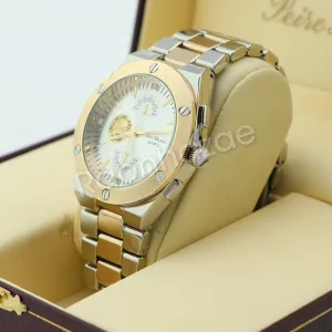 Silver PT Designer Bezel Metal Band Round Watch Diamond Cut Cuban Bracelet G82G