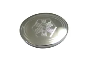 Silver Toned Etched Oval Paramedic Star of Life Symbol Magnet