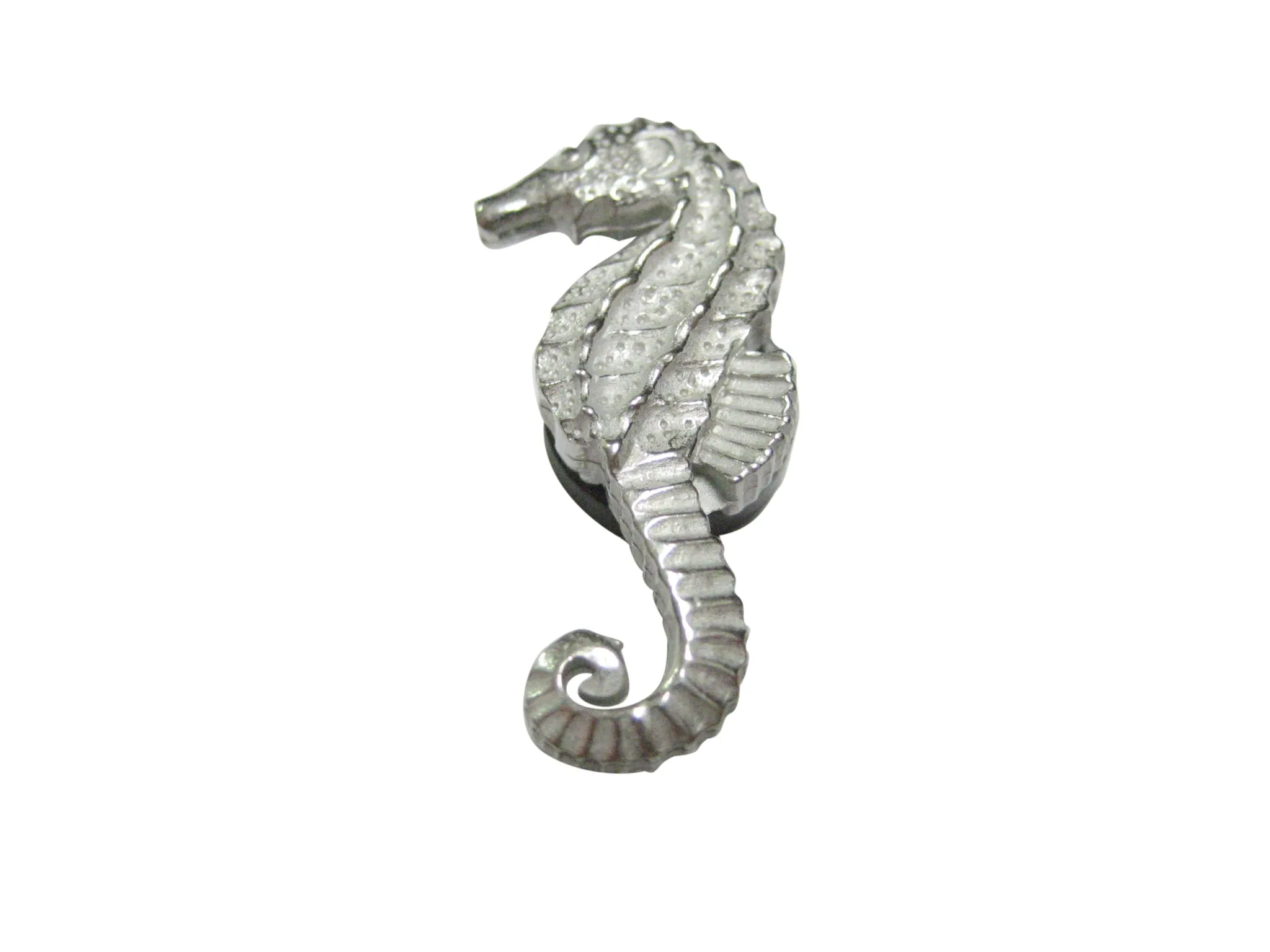 Silver Toned Small Textured Sea Horse Magnet