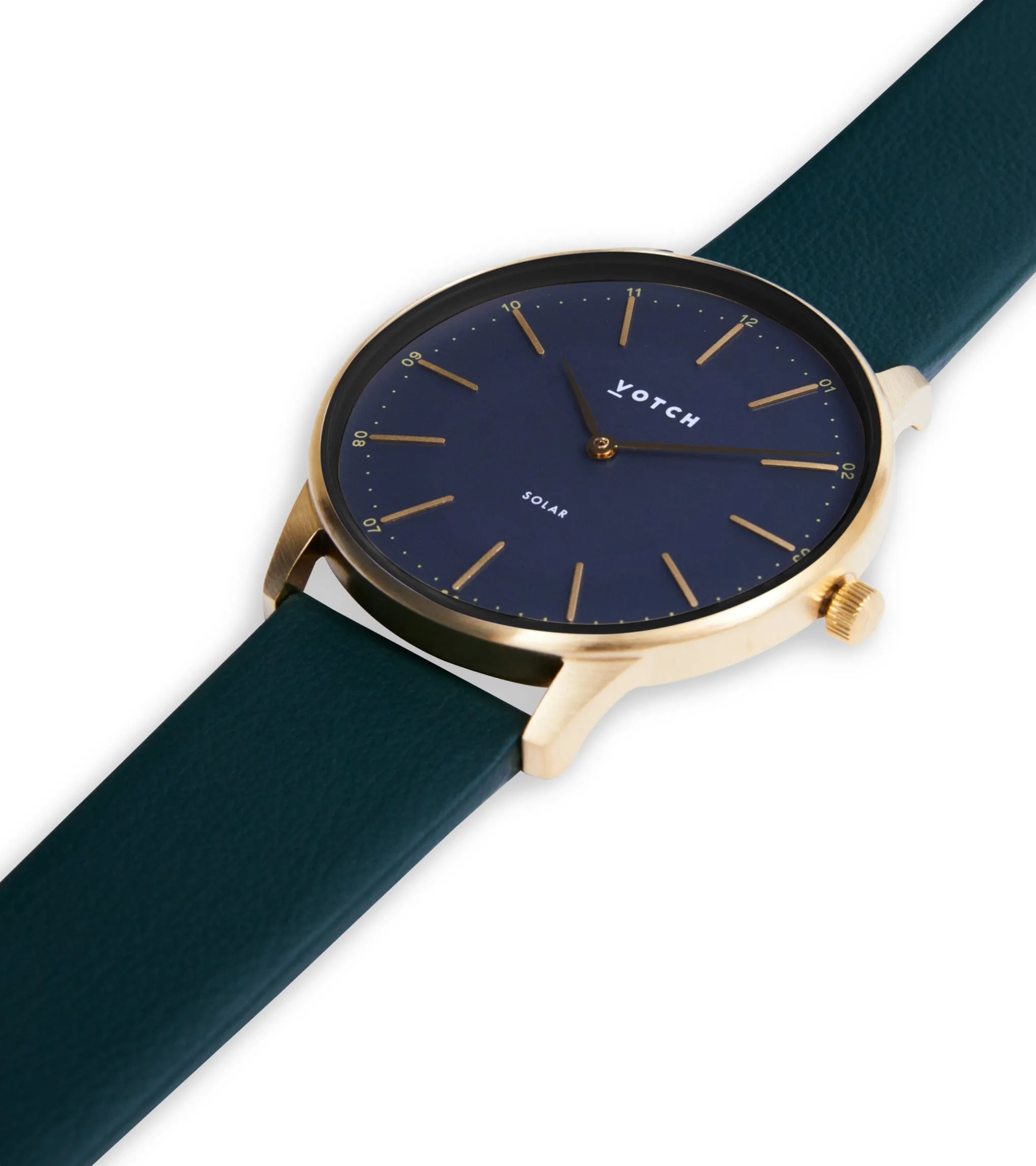 Solar Classic Appleskin Vegan Leather Watch | Gold & Black with Forest Green
