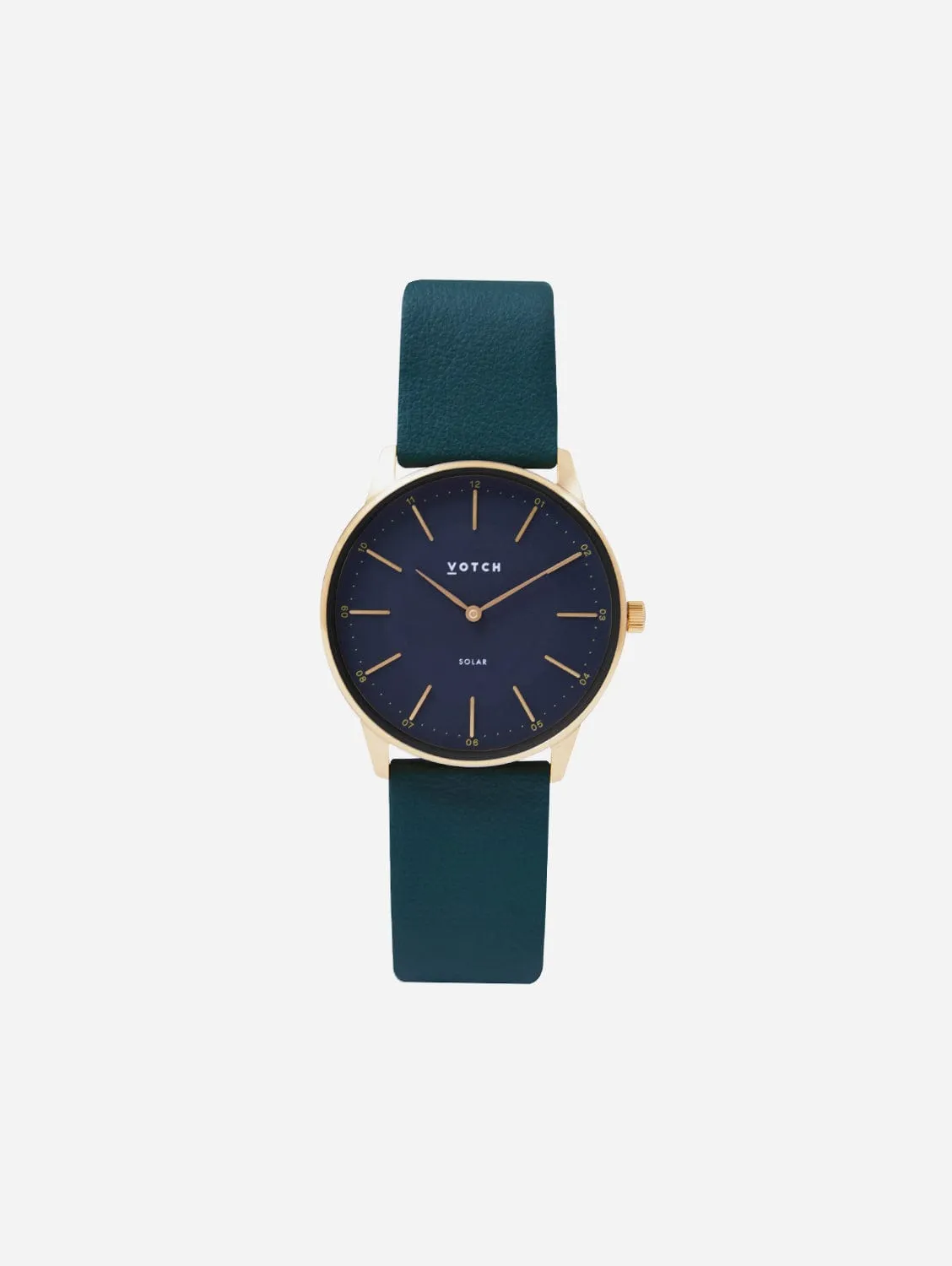 Solar Classic Appleskin Vegan Leather Watch | Gold & Black with Forest Green