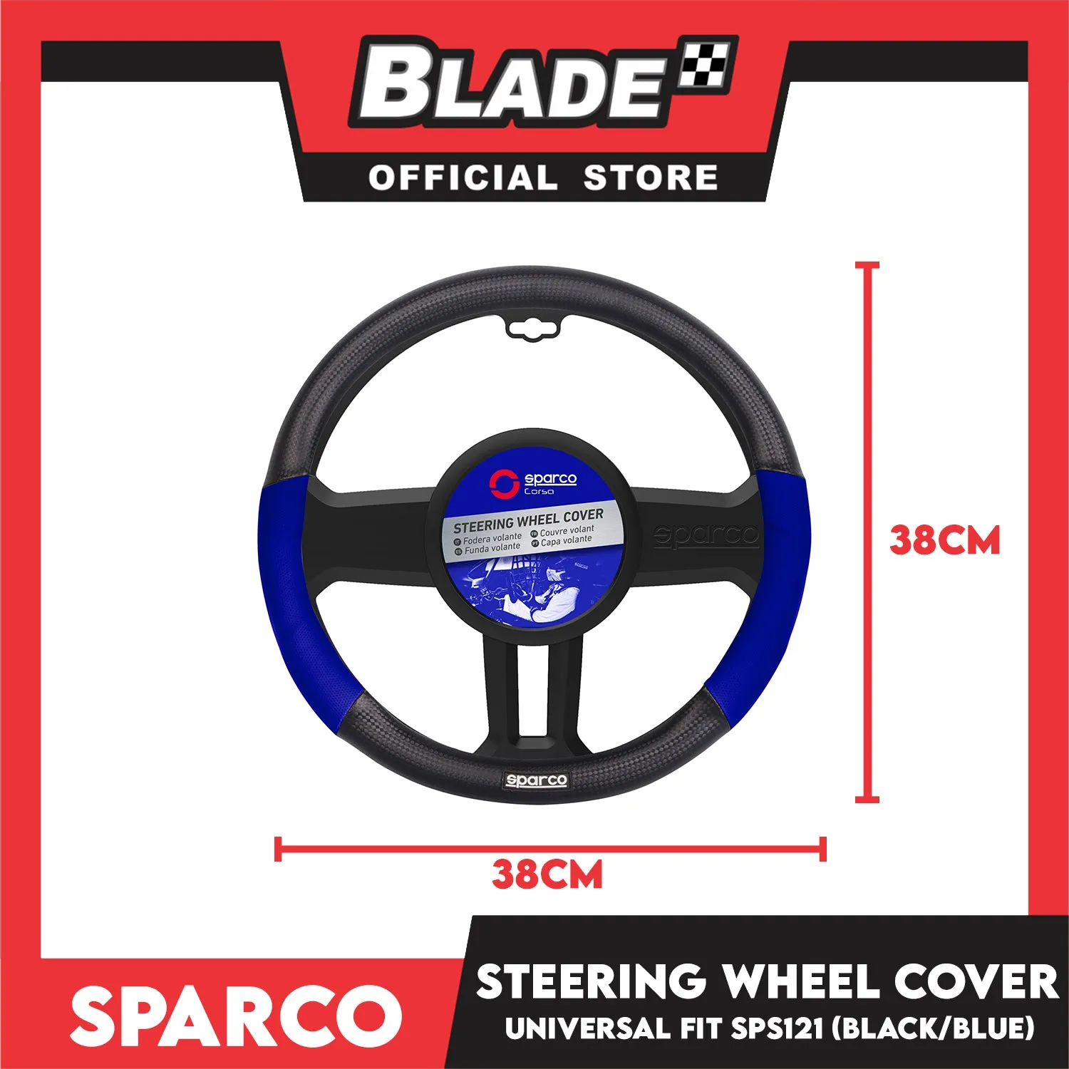 Sparco Corsa Steering Wheel Cover SPS121BL (Black With Blue) Universal Fit