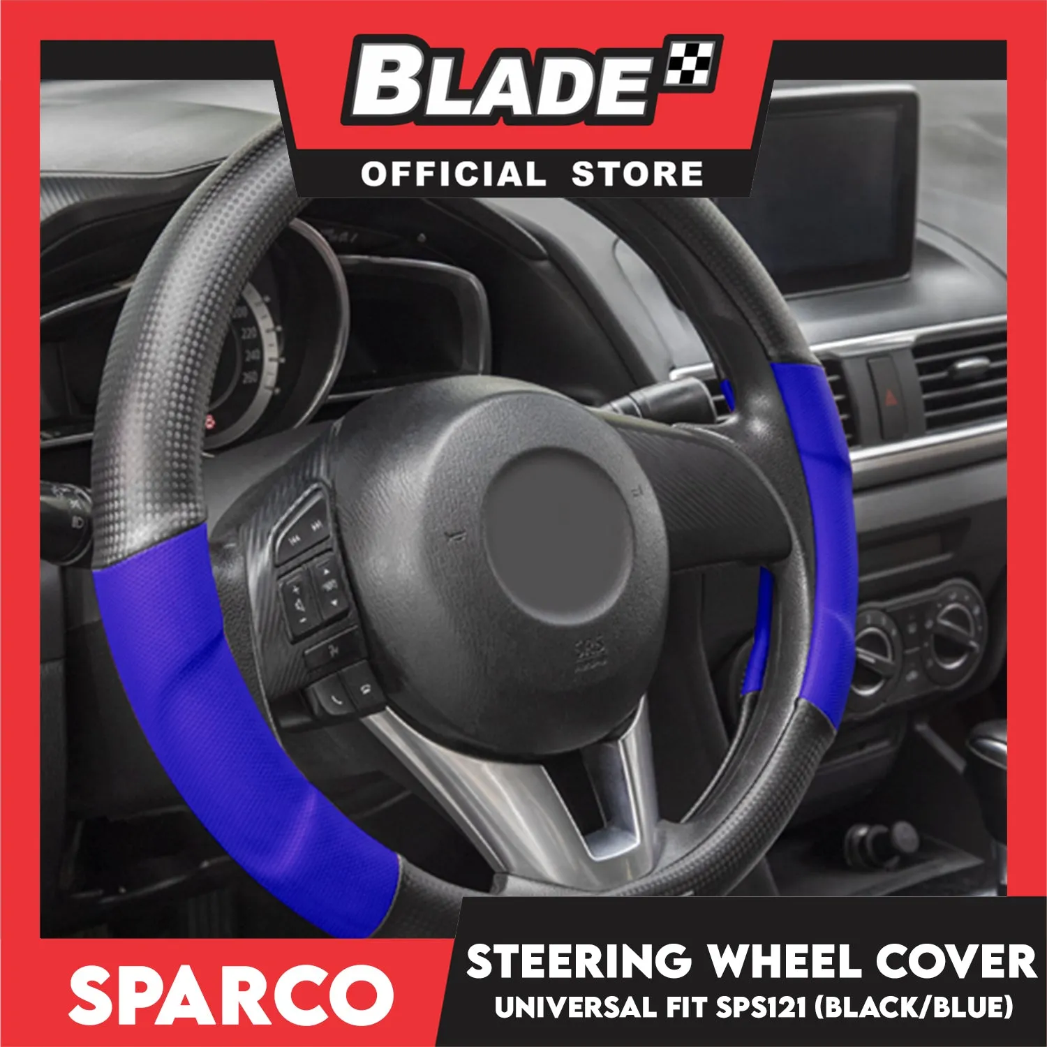 Sparco Corsa Steering Wheel Cover SPS121BL (Black With Blue) Universal Fit