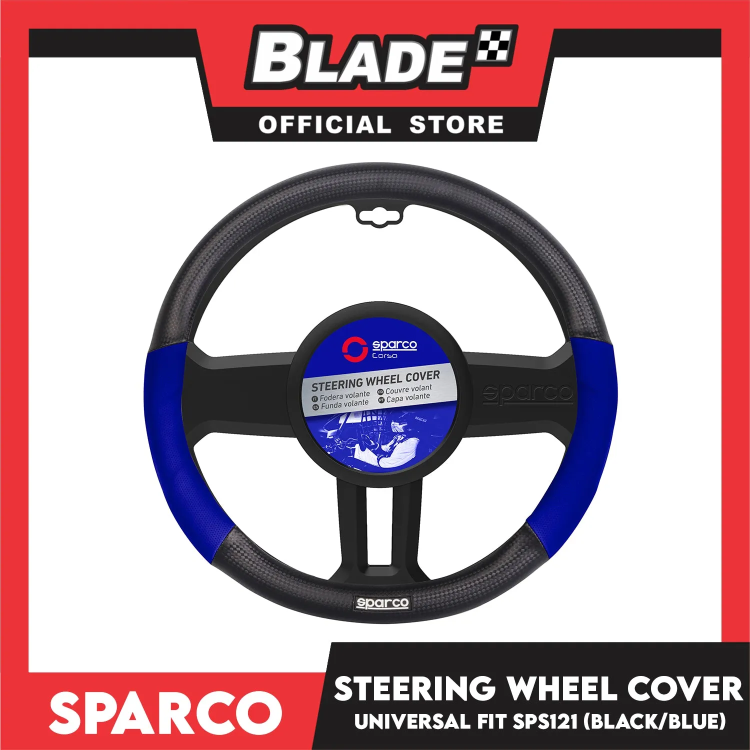 Sparco Corsa Steering Wheel Cover SPS121BL (Black With Blue) Universal Fit