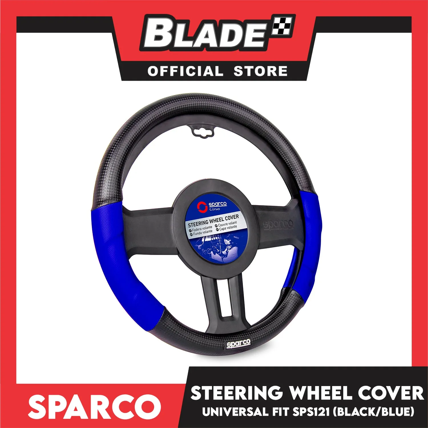 Sparco Corsa Steering Wheel Cover SPS121BL (Black With Blue) Universal Fit