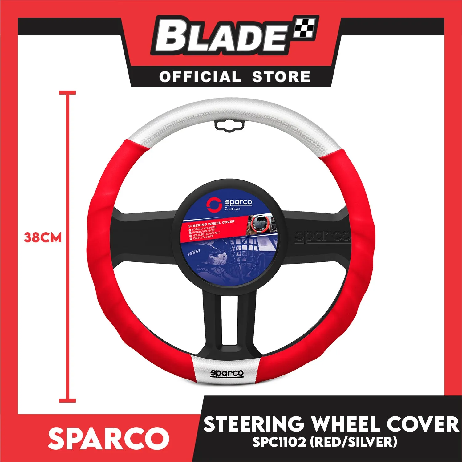 Sparco Steering Wheel Cover (Red/Silver) SPC1102 For Toyota, Mitsubishi, Honda, Hyundai, Ford, Nissan, Suzuki, Isuzu, Kia, MG And More