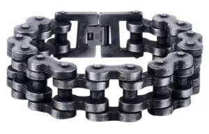 Stainless Steel 316L Bike Chain Bracelet - Gun Metal Finish 22mm Width