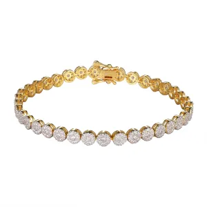 Sterling Silver Round Shape Cluster Bling Tennis Bracelet