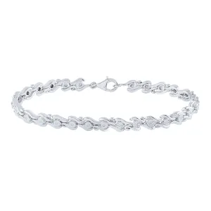 Sterling Silver Womens Round Diamond Fashion Bracelet 1/10 Cttw