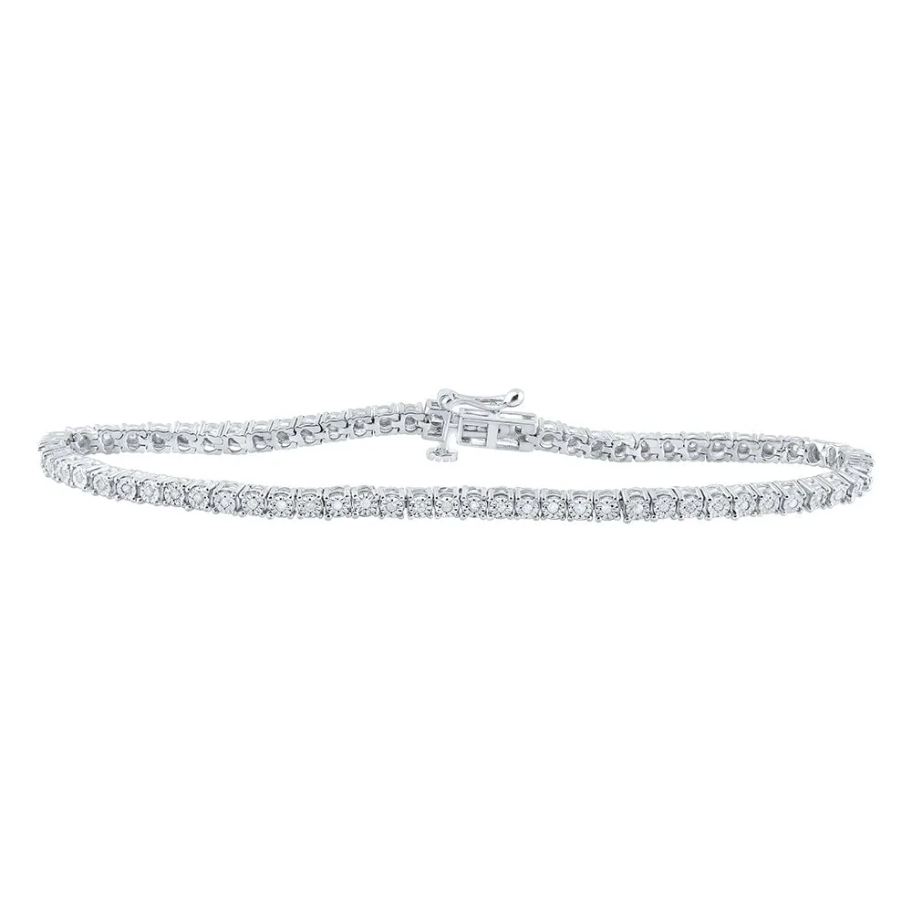 Sterling Silver Womens Round Diamond Fashion Bracelet 1/2 Cttw