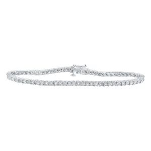 Sterling Silver Womens Round Diamond Fashion Bracelet 1/2 Cttw