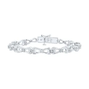 Sterling Silver Womens Round Diamond Fashion Bracelet 1/5 Cttw