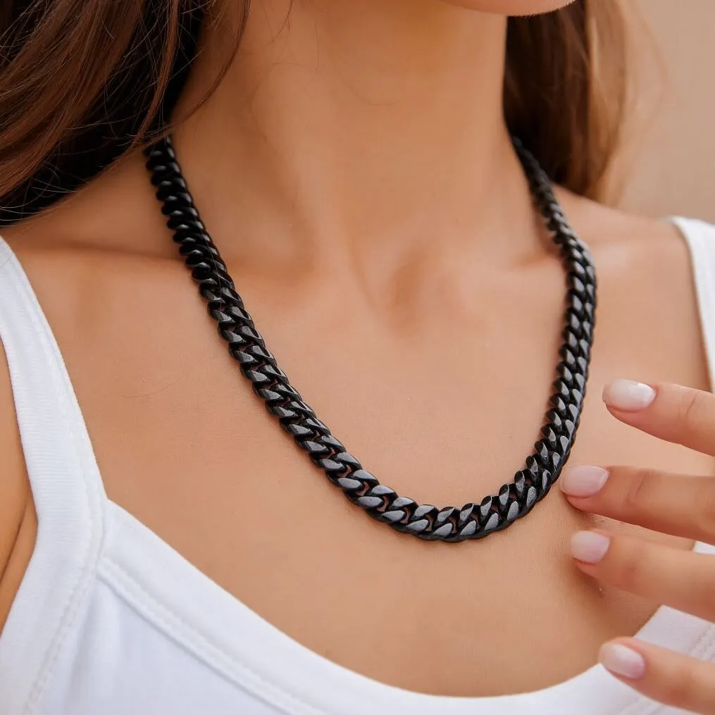 The Black Mamba® - 10mm Black Cuban Link Chain in Black Gold