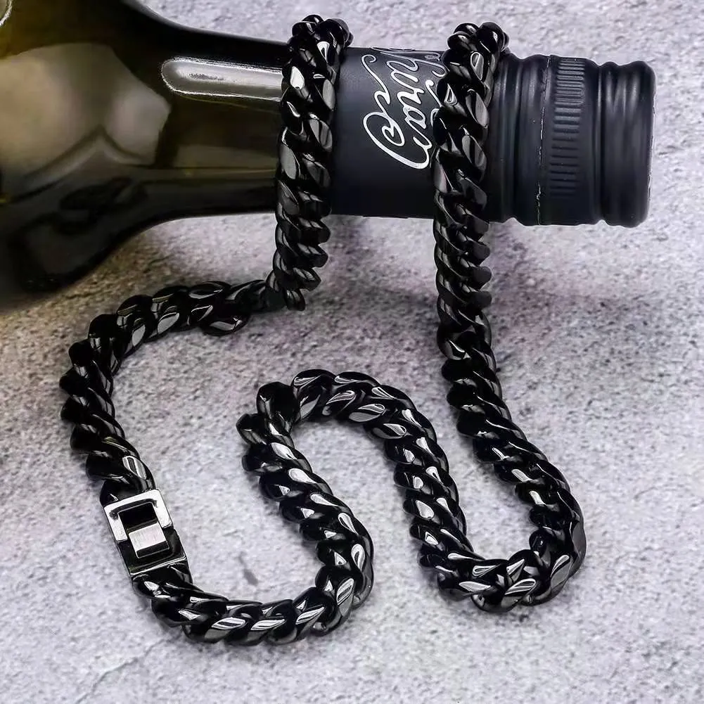The Black Mamba® - 10mm Black Cuban Link Chain in Black Gold