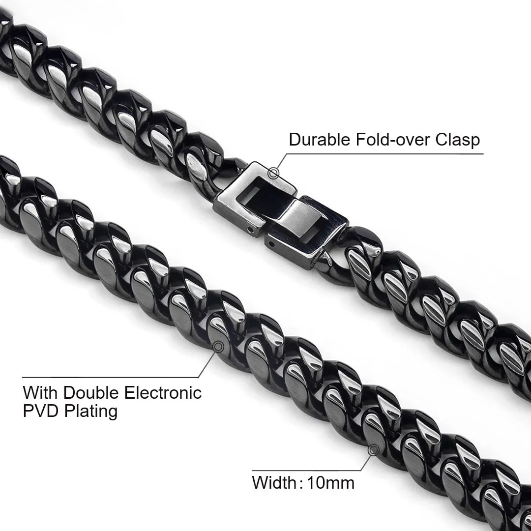 The Black Mamba® - 10mm Black Cuban Link Chain in Black Gold