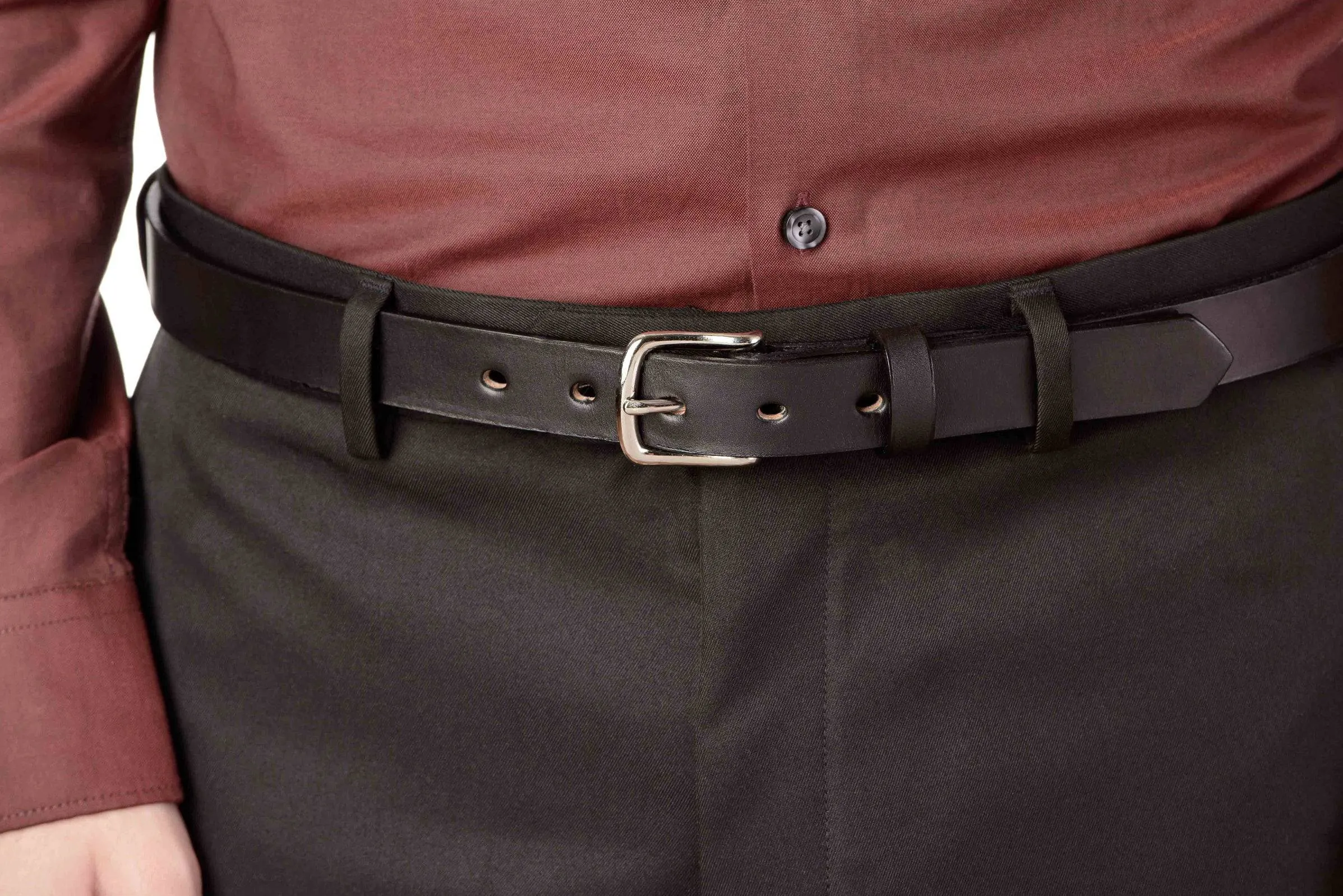 The Colt: Black Non Stitched Leather Belt Petite Width 1.00"