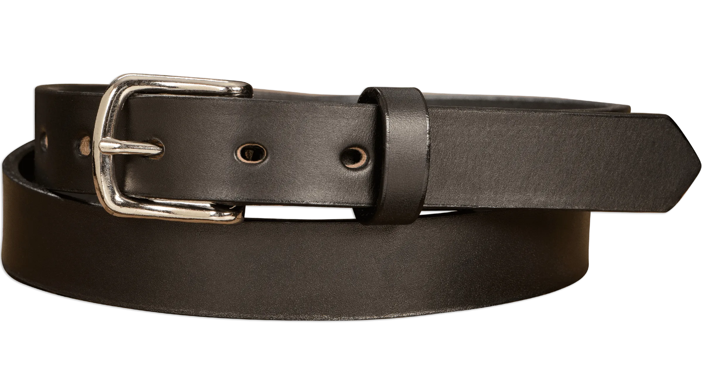 The Colt: Black Non Stitched Leather Belt Petite Width 1.00"