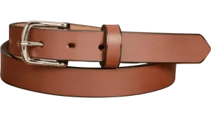 The Colt: Medium Brown Non Stitched Leather Belt Petite Width 1.00"
