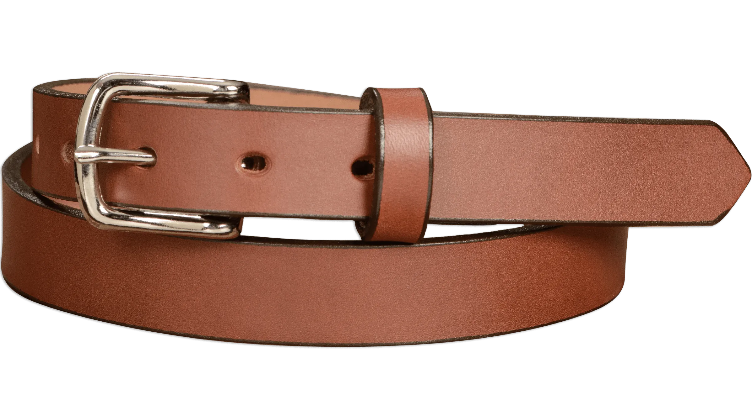 The Colt: Medium Brown Non Stitched Leather Belt Petite Width 1.00"