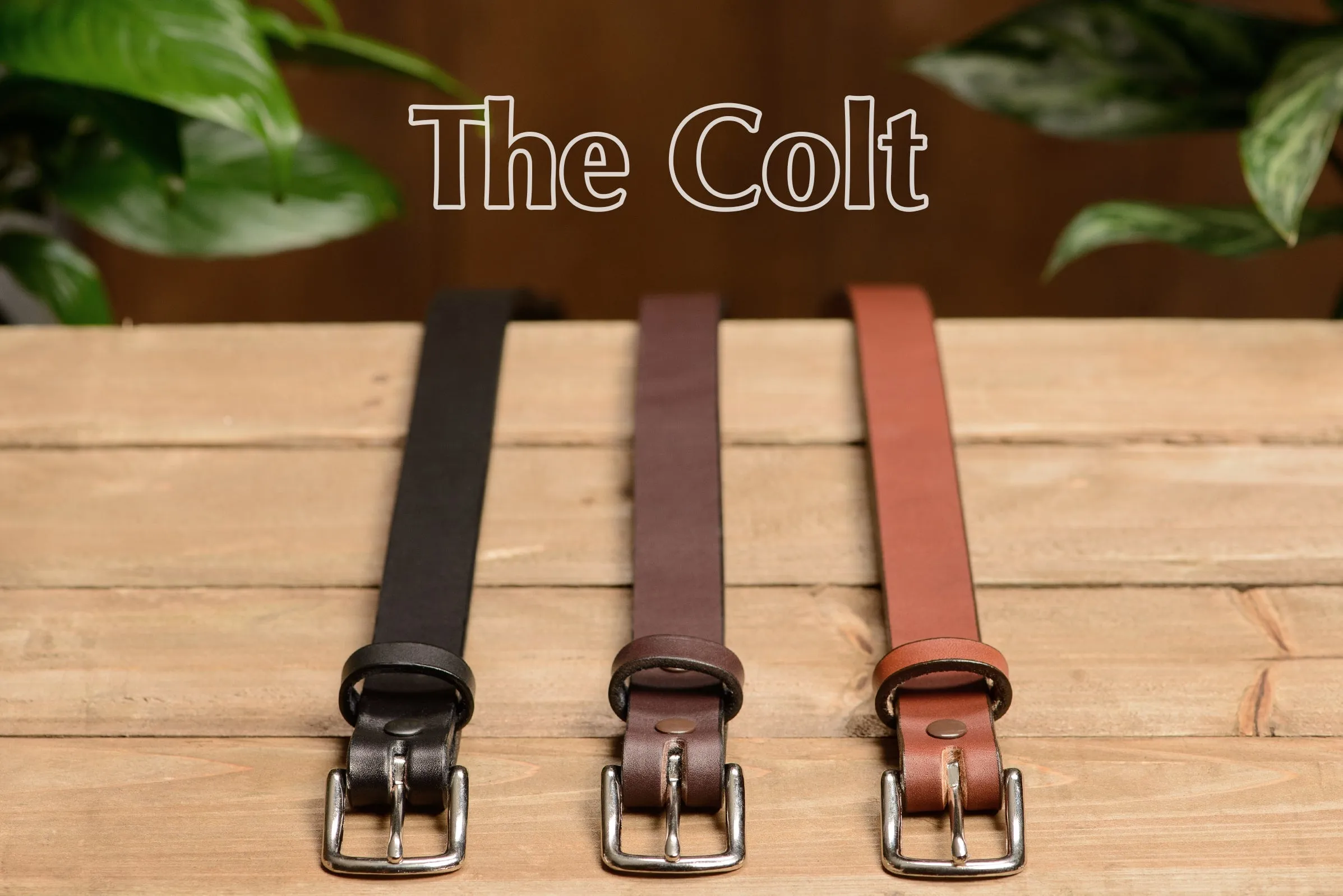 The Colt: Medium Brown Non Stitched Leather Belt Petite Width 1.00"