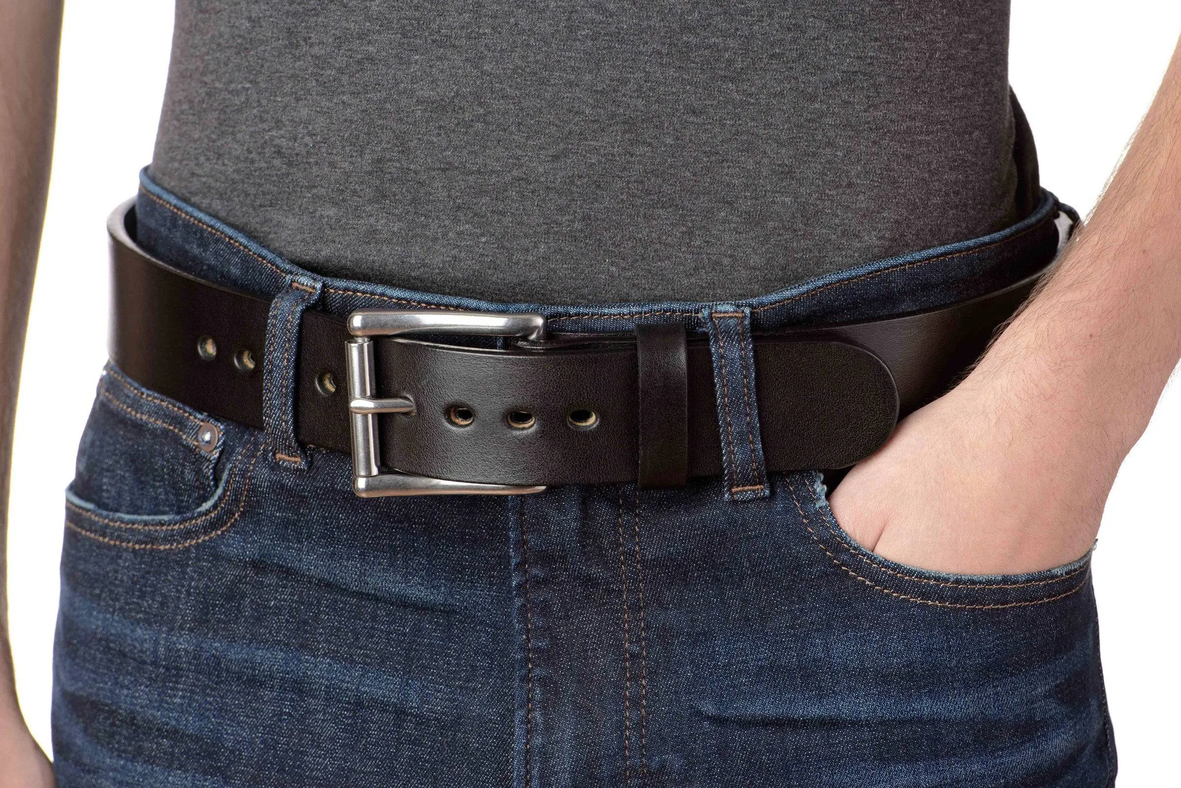 The Eastwood: Men's Black Non Stitched Leather Belt Max Thick 1.75" Extra Wide