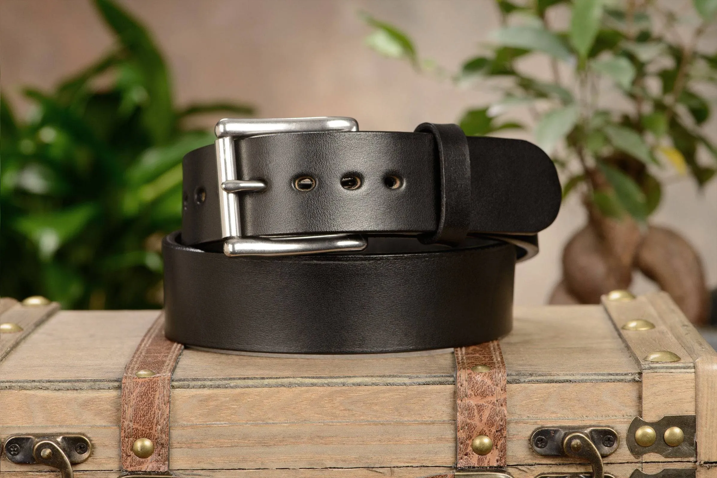 The Eastwood: Men's Black Non Stitched Leather Belt Max Thick 1.75" Extra Wide