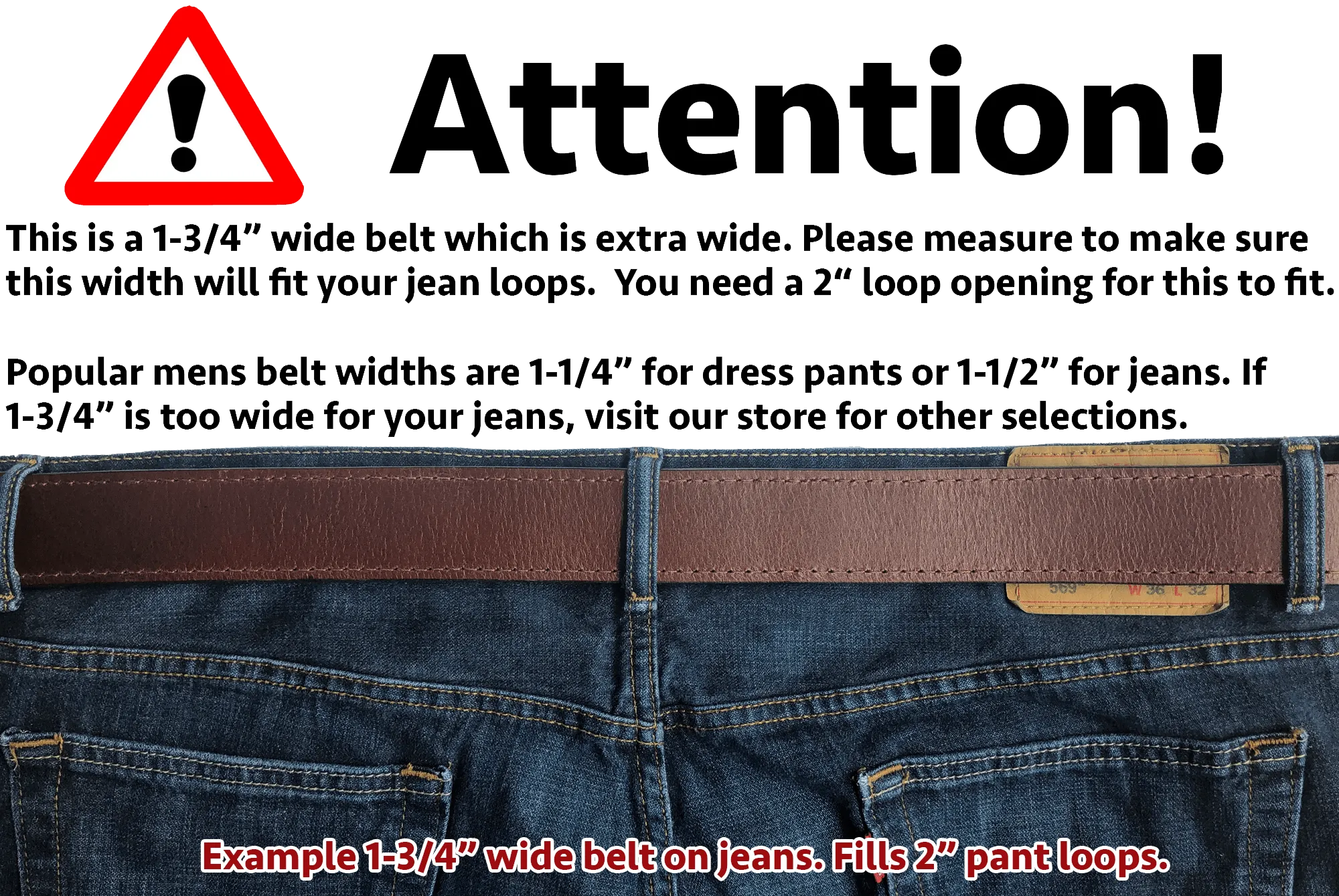 The Eastwood: Men's Black Non Stitched Leather Belt Max Thick 1.75" Extra Wide