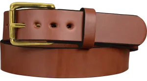 The Eastwood: Men's Medium Brown Non Stitched Leather Belt Max Thick With Brass 1.50"