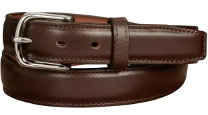 The Stallion: Men's Chocolate Brown Stitched Italian Leather Belt With Chrome Buckle 1.25"