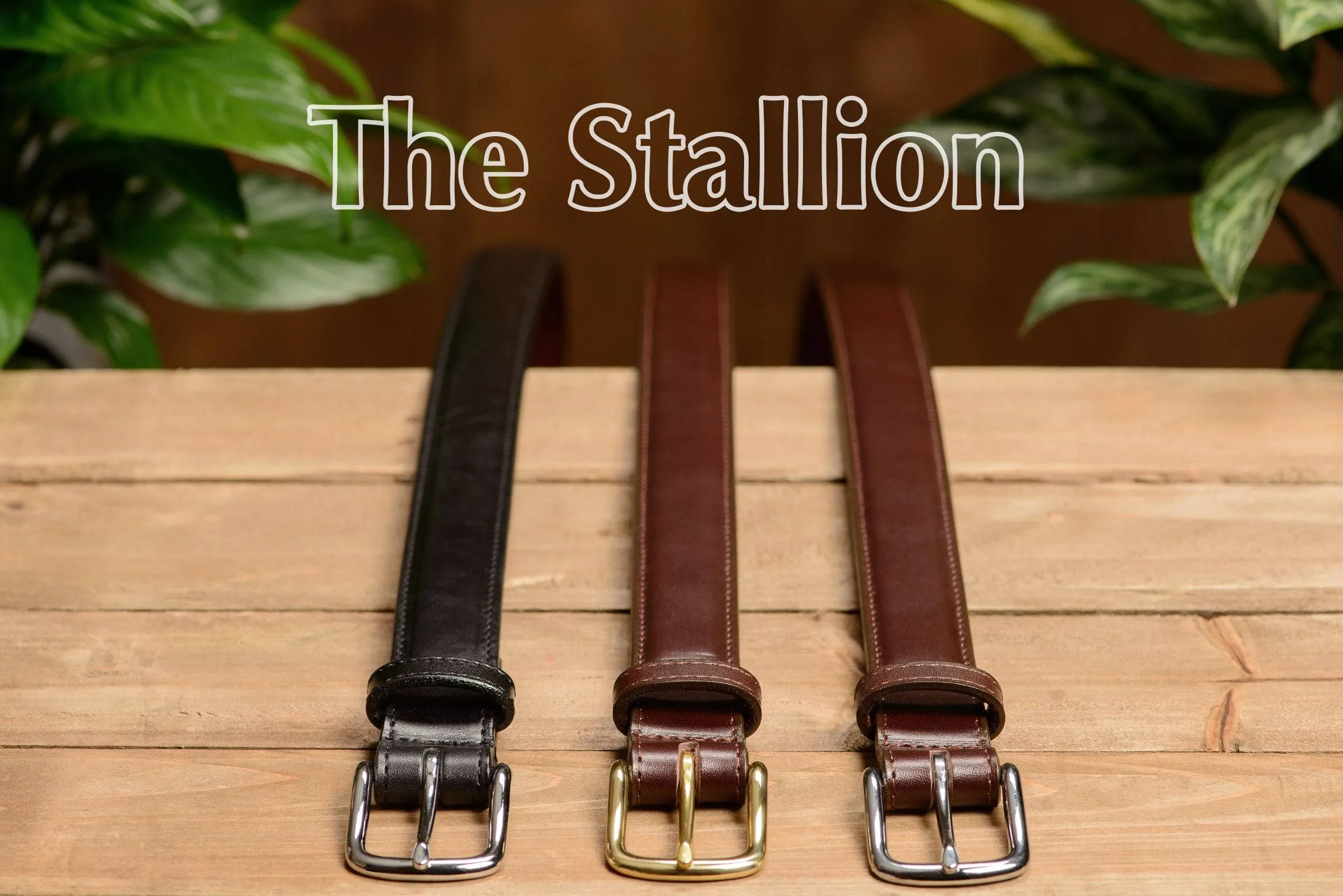 The Stallion: Men's Chocolate Brown Stitched Italian Leather Belt With Chrome Buckle 1.25"