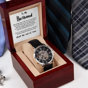 To My Husband - Love You More Today | Luxury Openface Men's Watch With Genuine Leather Band