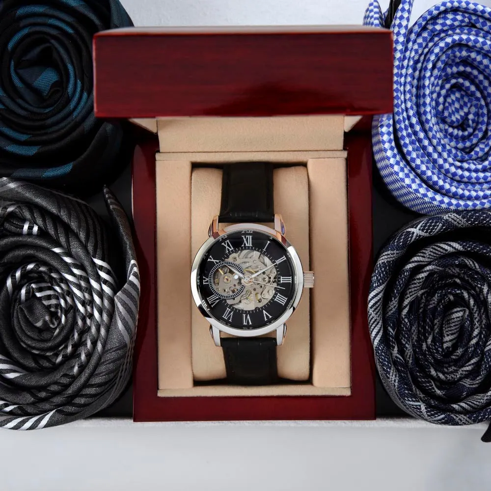 To My Husband - Love You More Today | Luxury Openface Men's Watch With Genuine Leather Band