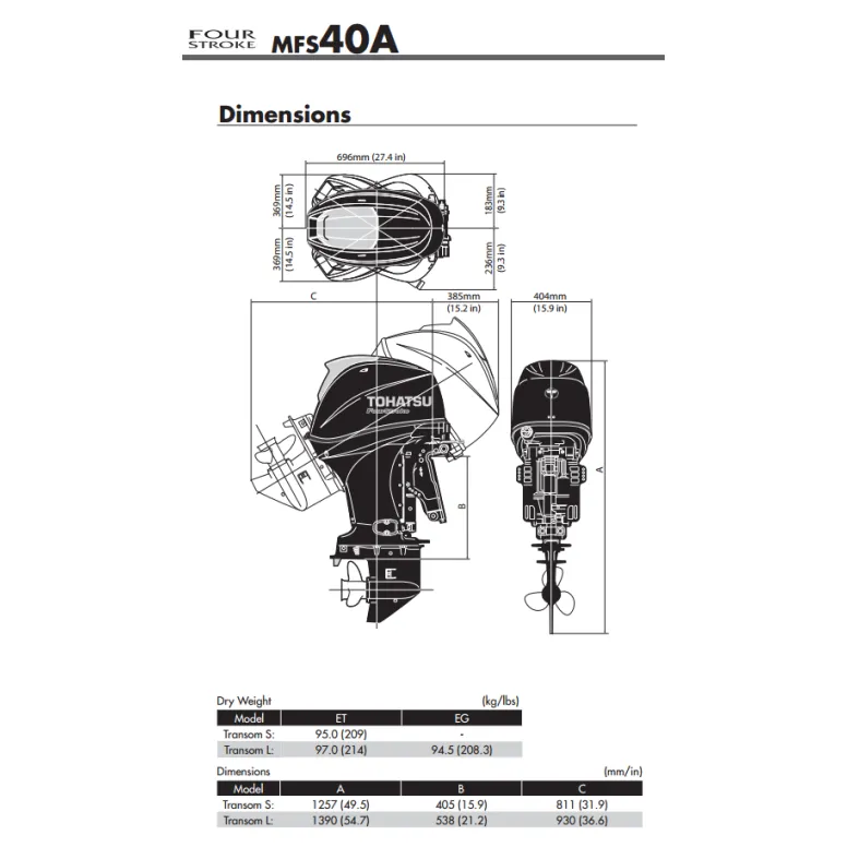Tohatsu MFS40A 40hp 4-stroke outboard engine