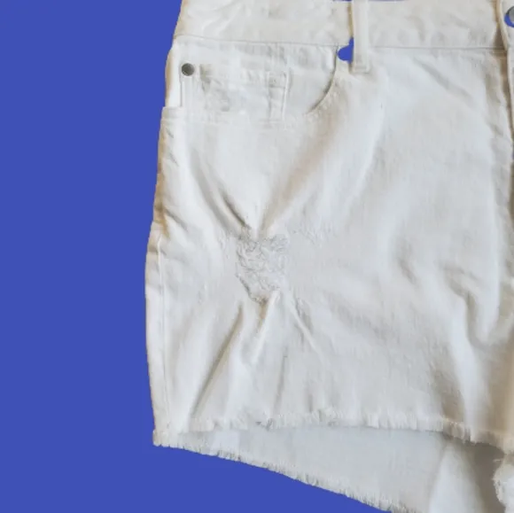 Torrid plus vintage stretch denim high rise distressed shorts, 26/ 49&quot;, …