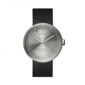 Tube watch D42 steel with black leather strap