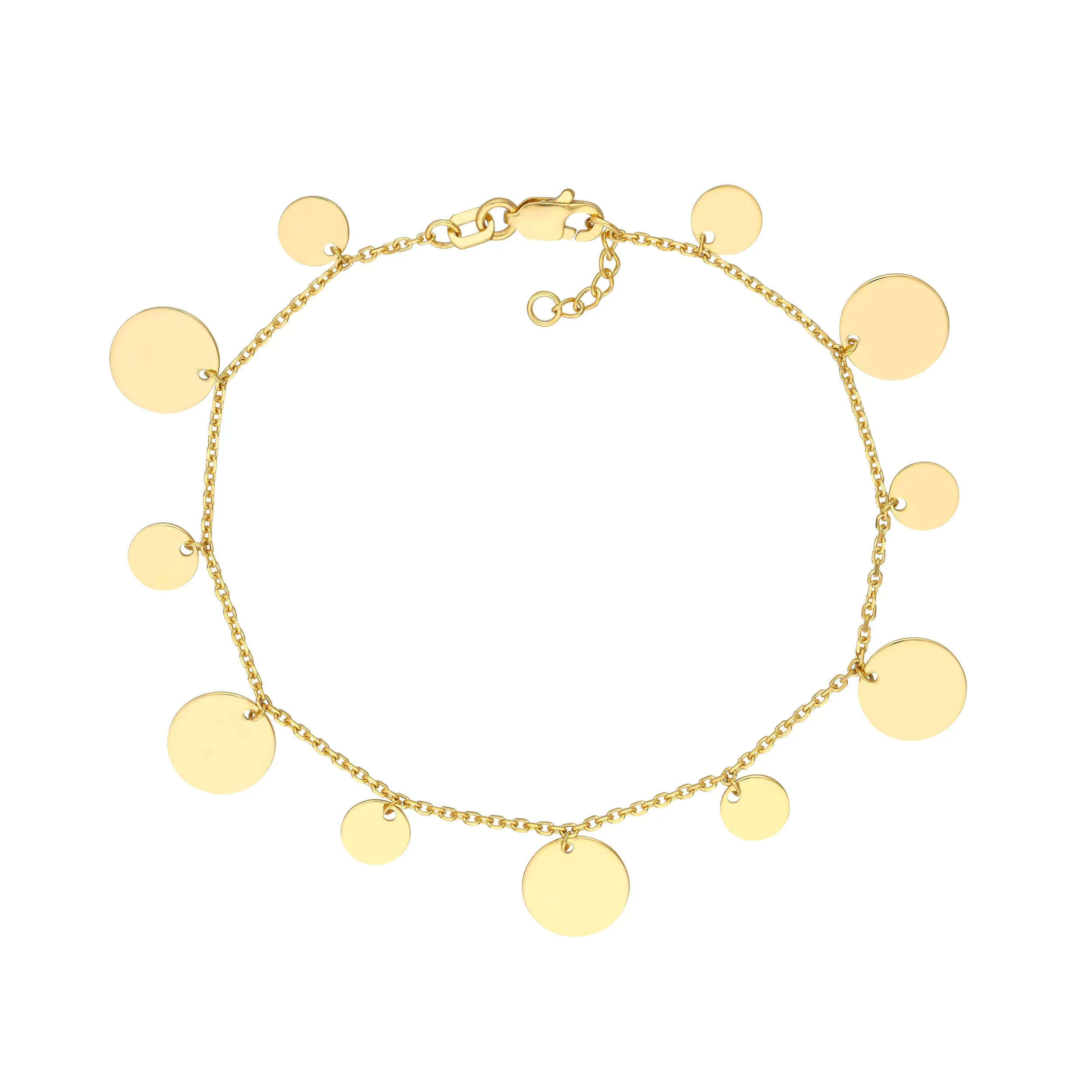 Two-Sized Dangle Disc Chain Bracelet