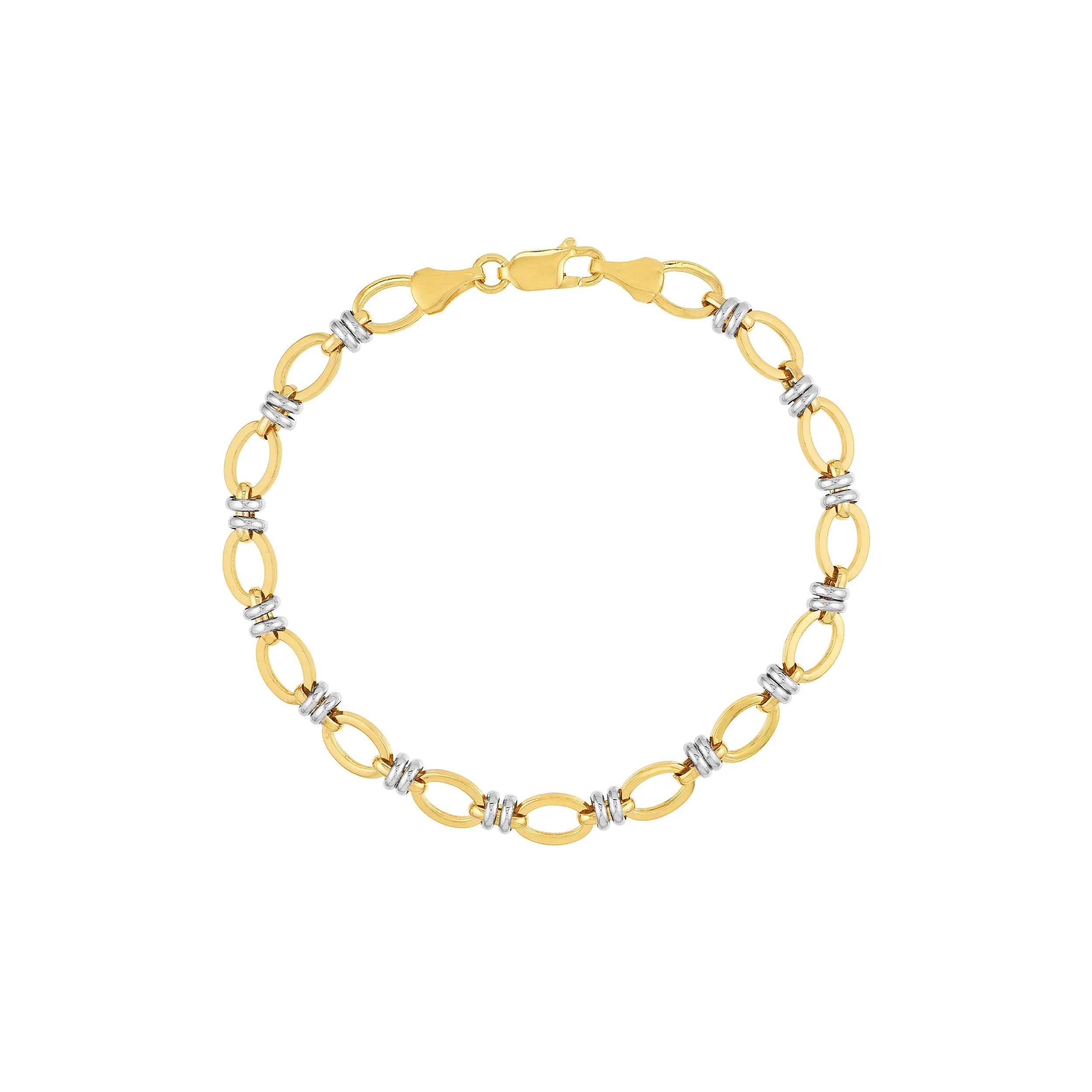 Two-Tone Flat Oval Link Bracelet